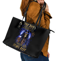 Skull Reaper Leather Tote Bag The Devil Whispered To Me I Whisper Back Bring Beer - Wonder Print Shop