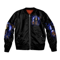 Skull Reaper Sleeve Zip Bomber Jacket The Devil Whispered To Me I Whisper Back Bring Beer - Wonder Print Shop