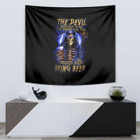 Skull Reaper Tapestry The Devil Whispered To Me I Whisper Back Bring Beer - Wonder Print Shop