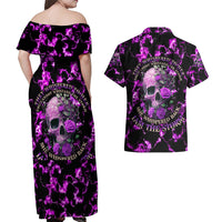 Rose Skull Couples Matching Off Shoulder Maxi Dress and Hawaiian Shirt She Whispered Back I am The Storm - Wonder Print Shop
