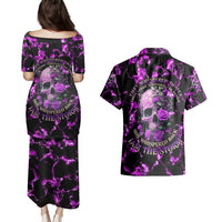Rose Skull Couples Matching Puletasi Dress and Hawaiian Shirt She Whispered Back I am The Storm - Wonder Print Shop