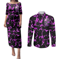 Rose Skull Couples Matching Puletasi Dress and Long Sleeve Button Shirts She Whispered Back I am The Storm - Wonder Print Shop