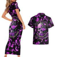 Rose Skull Couples Matching Short Sleeve Bodycon Dress and Hawaiian Shirt She Whispered Back I am The Storm - Wonder Print Shop