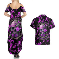 Rose Skull Couples Matching Summer Maxi Dress and Hawaiian Shirt She Whispered Back I am The Storm - Wonder Print Shop