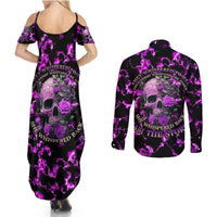 Rose Skull Couples Matching Summer Maxi Dress and Long Sleeve Button Shirts She Whispered Back I am The Storm - Wonder Print Shop