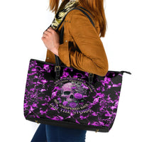 Rose Skull Leather Tote Bag She Whispered Back I am The Storm - Wonder Print Shop