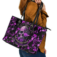 Rose Skull Leather Tote Bag She Whispered Back I am The Storm - Wonder Print Shop