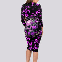 Rose Skull Long Sleeve Bodycon Dress She Whispered Back I am The Storm - Wonder Print Shop
