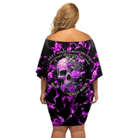 Rose Skull Off Shoulder Short Dress She Whispered Back I am The Storm - Wonder Print Shop