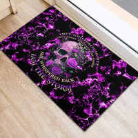 Rose Skull Rubber Doormat She Whispered Back I am The Storm - Wonder Print Shop