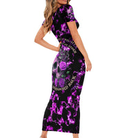 Rose Skull Short Sleeve Bodycon Dress She Whispered Back I am The Storm - Wonder Print Shop