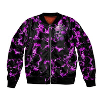 Rose Skull Sleeve Zip Bomber Jacket She Whispered Back I am The Storm - Wonder Print Shop