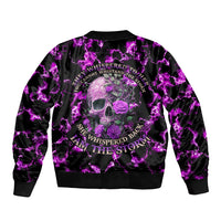 Rose Skull Sleeve Zip Bomber Jacket She Whispered Back I am The Storm - Wonder Print Shop