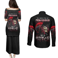 Witch Skull Couples Matching Puletasi Dress and Long Sleeve Button Shirts In A World Full Of Princess Be A Witch - Wonder Print Shop