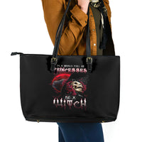 Witch Skull Leather Tote Bag In A World Full Of Princess Be A Witch - Wonder Print Shop