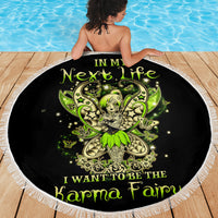 Tinker Fairy Skull Beach Blanket My Next Life I Want To Be Karma Fairy - Wonder Print Shop