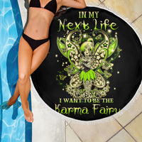 Tinker Fairy Skull Beach Blanket My Next Life I Want To Be Karma Fairy - Wonder Print Shop