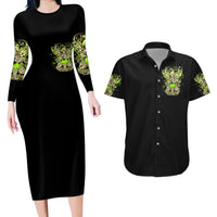 Tinker Fairy Skull Couples Matching Long Sleeve Bodycon Dress and Hawaiian Shirt My Next Life I Want To Be Karma Fairy - Wonder Print Shop