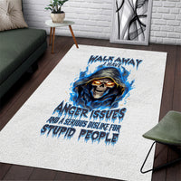 Death Skull Area Rug Walk Away I Have Anger Issues And Dislike For Stupod People - Wonder Print Shop