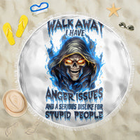 Death Skull Beach Blanket Walk Away I Have Anger Issues And Dislike For Stupod People - Wonder Print Shop