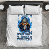 Death Skull Bedding Set Walk Away I Have Anger Issues And Dislike For Stupod People - Wonder Print Shop