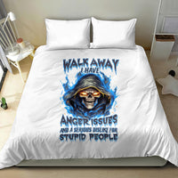 Death Skull Bedding Set Walk Away I Have Anger Issues And Dislike For Stupod People - Wonder Print Shop