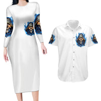 Death Skull Couples Matching Long Sleeve Bodycon Dress and Hawaiian Shirt Walk Away I Have Anger Issues And Dislike For Stupod People - Wonder Print Shop