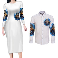 Death Skull Couples Matching Long Sleeve Bodycon Dress and Long Sleeve Button Shirts Walk Away I Have Anger Issues And Dislike For Stupod People - Wonder Print Shop