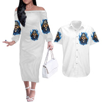 Death Skull Couples Matching Off The Shoulder Long Sleeve Dress and Hawaiian Shirt Walk Away I Have Anger Issues And Dislike For Stupod People - Wonder Print Shop