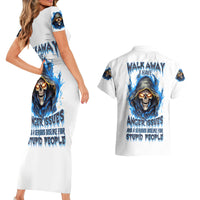Death Skull Couples Matching Short Sleeve Bodycon Dress and Hawaiian Shirt Walk Away I Have Anger Issues And Dislike For Stupod People - Wonder Print Shop