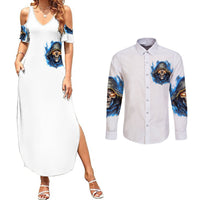 Death Skull Couples Matching Summer Maxi Dress and Long Sleeve Button Shirts Walk Away I Have Anger Issues And Dislike For Stupod People - Wonder Print Shop