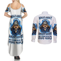 Death Skull Couples Matching Summer Maxi Dress and Long Sleeve Button Shirts Walk Away I Have Anger Issues And Dislike For Stupod People - Wonder Print Shop