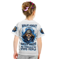 Death Skull Kid T Shirt Walk Away I Have Anger Issues And Dislike For Stupod People - Wonder Print Shop