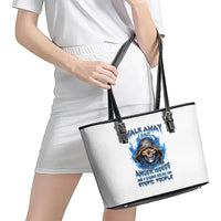 Death Skull Leather Tote Bag Walk Away I Have Anger Issues And Dislike For Stupod People - Wonder Print Shop