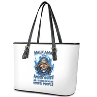 Death Skull Leather Tote Bag Walk Away I Have Anger Issues And Dislike For Stupod People - Wonder Print Shop