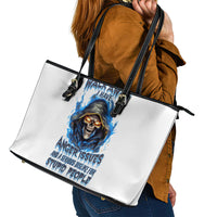 Death Skull Leather Tote Bag Walk Away I Have Anger Issues And Dislike For Stupod People - Wonder Print Shop