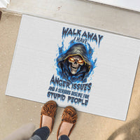 Death Skull Rubber Doormat Walk Away I Have Anger Issues And Dislike For Stupod People - Wonder Print Shop