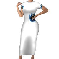 Death Skull Short Sleeve Bodycon Dress Walk Away I Have Anger Issues And Dislike For Stupod People - Wonder Print Shop