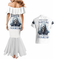 Death Skull Couples Matching Mermaid Dress and Hawaiian Shirt When I'm Good I God's Son But When I'm Bad I'm Devil's Dad - Wonder Print Shop