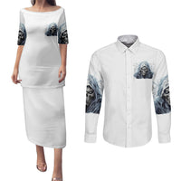 Death Skull Couples Matching Puletasi Dress and Long Sleeve Button Shirts When I'm Good I God's Son But When I'm Bad I'm Devil's Dad - Wonder Print Shop
