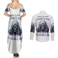 Death Skull Couples Matching Summer Maxi Dress and Long Sleeve Button Shirts When I'm Good I God's Son But When I'm Bad I'm Devil's Dad - Wonder Print Shop