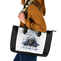 Death Skull Leather Tote Bag When I'm Good I God's Son But When I'm Bad I'm Devil's Dad - Wonder Print Shop