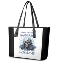 Death Skull Leather Tote Bag When I'm Good I God's Son But When I'm Bad I'm Devil's Dad - Wonder Print Shop