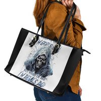 Death Skull Leather Tote Bag When I'm Good I God's Son But When I'm Bad I'm Devil's Dad - Wonder Print Shop
