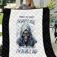 Death Skull Quilt When I'm Good I God's Son But When I'm Bad I'm Devil's Dad - Wonder Print Shop