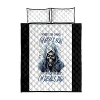 Death Skull Quilt Bed Set When I'm Good I God's Son But When I'm Bad I'm Devil's Dad - Wonder Print Shop