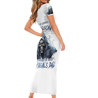 Death Skull Short Sleeve Bodycon Dress When I'm Good I God's Son But When I'm Bad I'm Devil's Dad - Wonder Print Shop