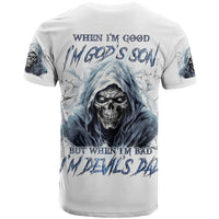 Death Skull T Shirt When I'm Good I God's Son But When I'm Bad I'm Devil's Dad - Wonder Print Shop