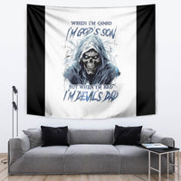 Death Skull Tapestry When I'm Good I God's Son But When I'm Bad I'm Devil's Dad - Wonder Print Shop