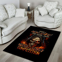 Flame Skull Area Rug When I Was Born The Devil Said Oh Shit Compettion - Wonder Print Shop